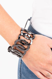 Black,Bracelet Stretchy,Gunmetal,Industrial Indulgence Black ✧ Stretch Bracelet