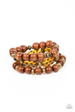 WILD-Mannered Brass ✧ Wood Bead Stretch Bracelet
