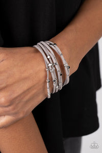 Bracelet Magnetic,Gray,Silver,Suede,Clustered Constellations Silver ✧ Magnetic Suede Bracelet