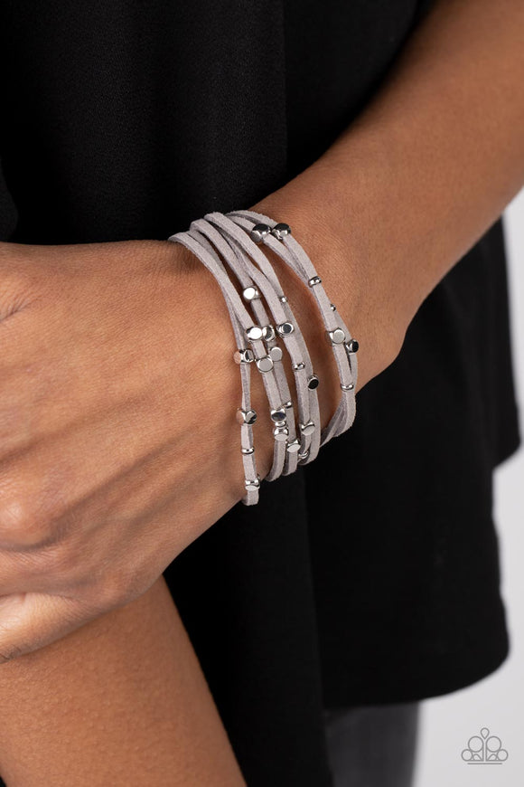 Clustered Constellations Silver ✧ Magnetic Suede Bracelet