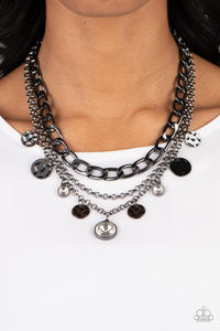 Black,Gunmetal,Necklace Short,Sets,Industrial Noise Black ✧ Necklace