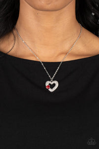 Hearts,Necklace Medium,Necklace Short,Red,Silver,Valentine's Day,White,Bedazzled Bliss Red ✧ Heart Necklace