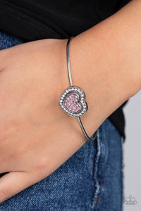 Bracelet Cuff,Hearts,Pink,Silver,Valentine's Day,Stunning Soulmates Pink ✧ Heart Cuff Bracelet