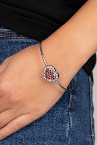 Bracelet Cuff,Hearts,Red,Silver,Valentine's Day,Stunning Soulmates Red ✧ Heart Cuff Bracelet