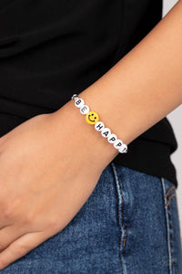 Bracelet Knot,Inspirational,Smile Face,Urban Bracelet,White,Yellow,I Love Your Smile White ✧ Be Happy Urban Bracelet