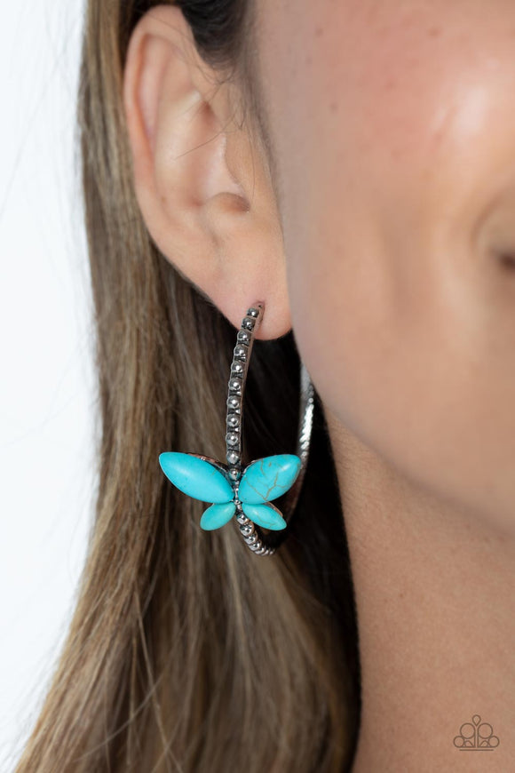 Bohemian Butterfly Blue ✧ Hoop Earrings