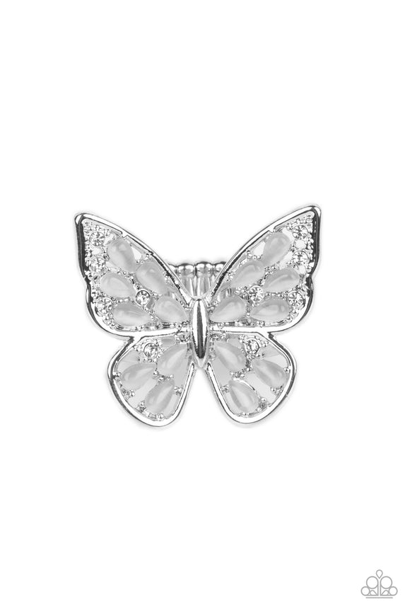 Flying Fashionista White ✧ Butterfly Ring
