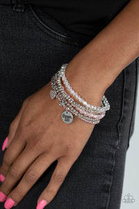 Bracelet Stretchy,Inspirational,Light Pink,Pink,Silver,White,Teenage DREAMER Pink ✧ Stretch Bracelet