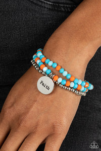 Blue,Bracelet Stretchy,Faith,Multi-Colored,Orange,Silver,White,Fashionable Faith Multi ✧ Stretch Bracelet