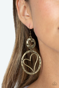 Brass,Earrings Fish Hook,Hearts,Valentine's Day,Enchanting Echo Brass ✧ Heart Earrings