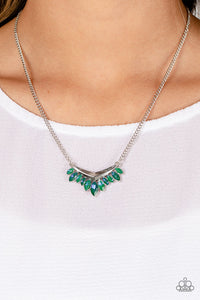 Blue,Green,Necklace Short,Flash of Fringe Green ✧ Necklace