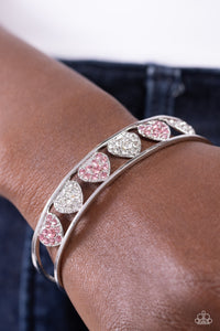 Bracelet Cuff,Hearts,Light Pink,Pink,Valentine's Day,White,Decadent Devotion Pink ✧ Heart Cuff Bracelet