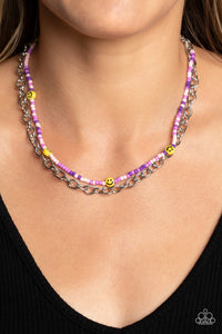Necklace Short,Purple,Smile Face,Happy Looks Good on You Purple ✧ Necklace