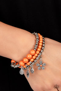 Bracelet Stretchy,Orange,Silver,Individual Inflorescence Orange ✧ Stretch Bracelet