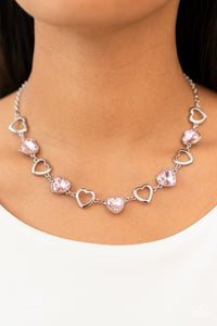 Hearts,Light Pink,Necklace Short,Pink,Sets,Silver,Valentine's Day,Contemporary Cupid Pink ✧ Heart Necklace