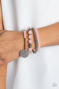 Bracelet Stretchy,Faith,Light Pink,Silver,Surfer Style Pink ✧ Faith Stretch Bracelet