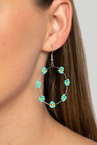 Blue,Earrings Fish Hook,Earrings Seed Bead,Yellow,Dainty Daisies Blue ✧ Seed Bead Earrings
