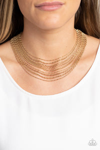 Gold,Necklace Short,Cascading Chains Gold ✧ Necklace