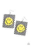 Cheeky Checkerboard Yellow ✧ Smile Earrings