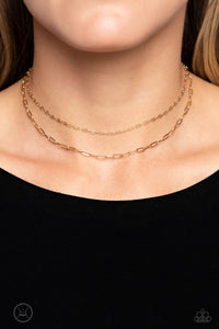 Gold,Necklace Choker,Necklace Short,Polished Paperclips Gold ✧ Choker Necklace