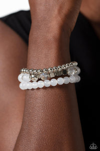 Bracelet Stretchy,Silver,White,CUBE Your Enthusiasm White ✧ Stretch Bracelet