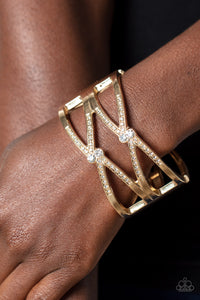Bracelet Hinged,Gold,Entrancing Etiquette Gold ✧ Hinged Bracelet