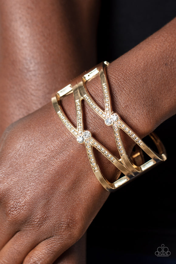 Entrancing Etiquette Gold ✧ Hinged Bracelet