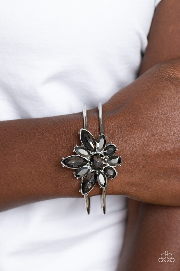 Chic Corsage Silver ✧ Hematite Hinged Bracelet