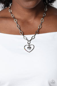 Hearts,Multi-Colored,Necklace Short,Silver,Valentine's Day,Refulgent Romance Multi ✧ Rainbow Heart Necklace