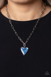 Blue,Hearts,Necklace Medium,Necklace Short,Silver,Valentine's Day,Kiss and SHELL Blue ✧ Necklace