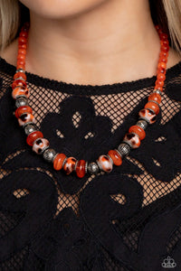 Necklace Short,Orange,Silver,Warped Whimsicality Orange ✧ Necklace