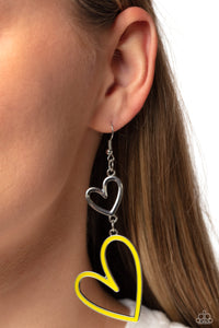 Earrings Fish Hook,Hearts,Valentine's Day,Yellow,Pristine Pizzazz Yellow ✧ Heart Earrings