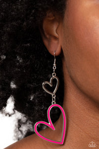 Earrings Fish Hook,Hearts,Pink,Valentine's Day,Pristine Pizzazz Pink ✧ Heart Earrings
