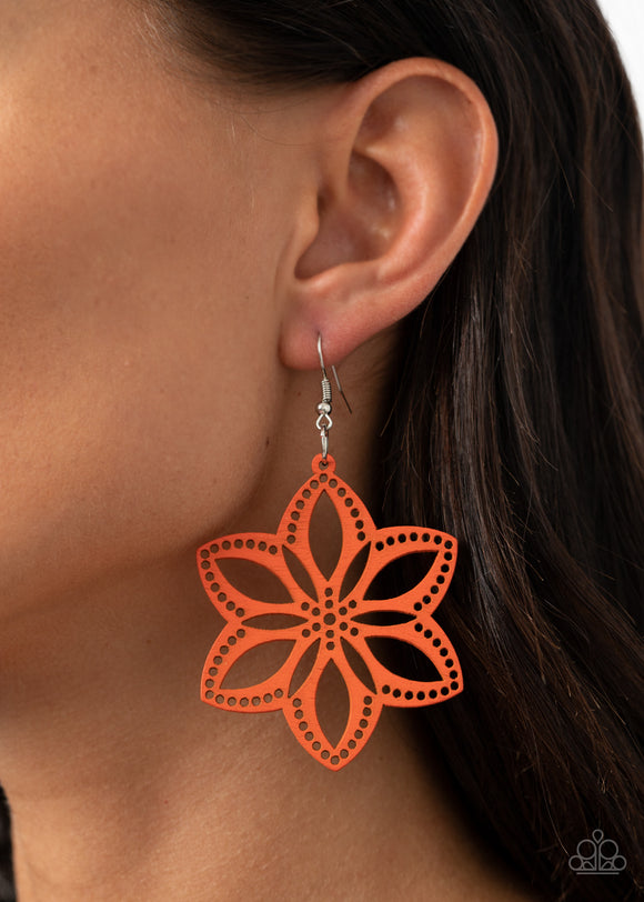 Bahama Blossoms Orange ✧ Wood Earrings Earrings