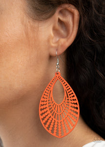 Earrings Fish Hook,Earrings Wooden,Orange,Bermuda Breeze Orange ✧ Wood Earrings