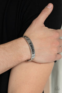 Bracelet Cuff,Inspirational,Men's Bracelet,Silver,Conquer Your Fears Silver  ✧ Bracelet