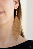 Feather Fantasy Gold ✧ Leather Feather Earrings Earrings