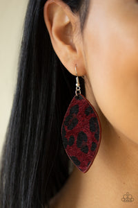 Animal Print,Earrings Fish Hook,Earrings Leather,Leather,Red,Sets,GRR-irl Power! Red ✧ Leather Earrings