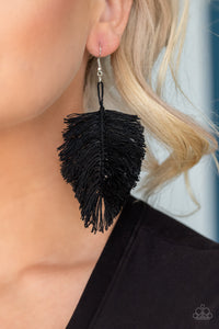 Black,Earrings Fish Hook,Earrings Fringe,Hanging by a Thread Black ✧ Fringe Earrings