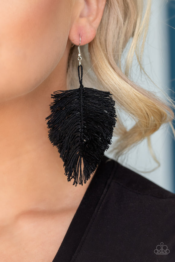 Hanging by a Thread Black ✧ Fringe Earrings Earrings