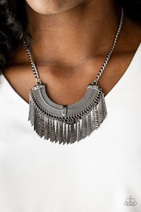 Black,Gunmetal,Necklace Short,Impressively Incan Black ✨ Necklace