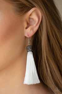 Earrings Fish Hook,Earrings Fringe,Earrings Tassel,White,Make Room For Plume  White ✧ Tassel Earrings