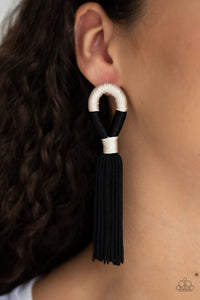 Black,Earrings Post,Earrings Tassel,Moroccan Mambo Black ✧ Tassel Post Earrings