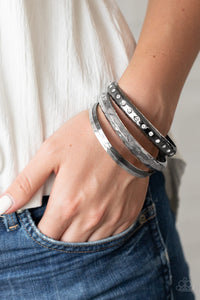 Black,Bracelet Bangle,Gunmetal,Silver,Revved Up Rhinestones Multi ✧ Bangle Bracelet