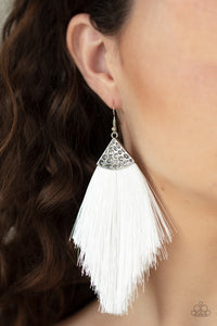 Earrings Fish Hook,Earrings Fringe,Earrings Tassel,White,Tassel Tempo White ✧ Fringe Earrings