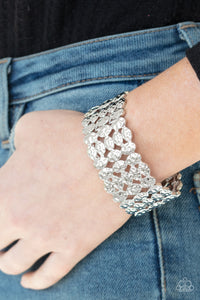 Bracelet Stretchy,Silver,Tectonic Texture Silver ✧ Bracelet