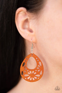 Earrings Fish Hook,Earrings Wooden,Orange,Wooden,Merrily Marooned Orange ✧ Wood Earrings