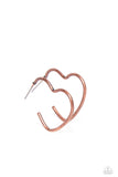 Burnished Beau Copper ✧ Heart Hoop Earrings