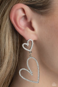 Earrings Post,Favorite,Hearts,Valentine's Day,White,Doting Duo White ✧ Heart Post Earrings