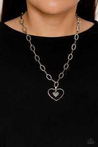 Hearts,Light Pink,Necklace Medium,Necklace Short,Pink,Silver,Valentine's Day,Refulgent Romance Pink ✧ Heart Necklace